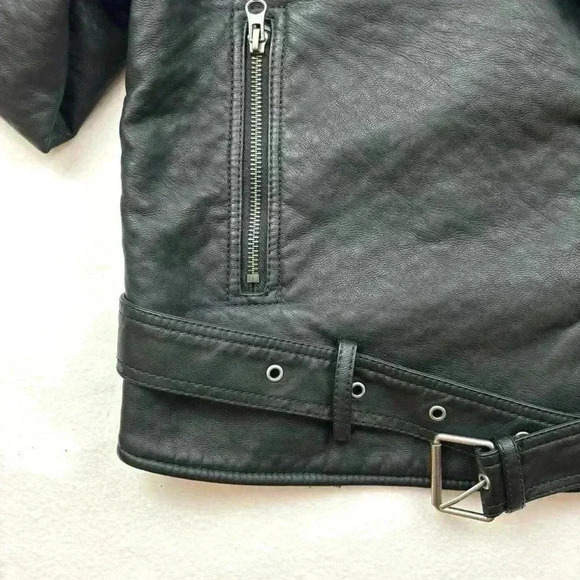Victoria’s Secret Black Faded 50’s Cropped Belted Motorcycle Jacket Size M - Picture 7 of 16